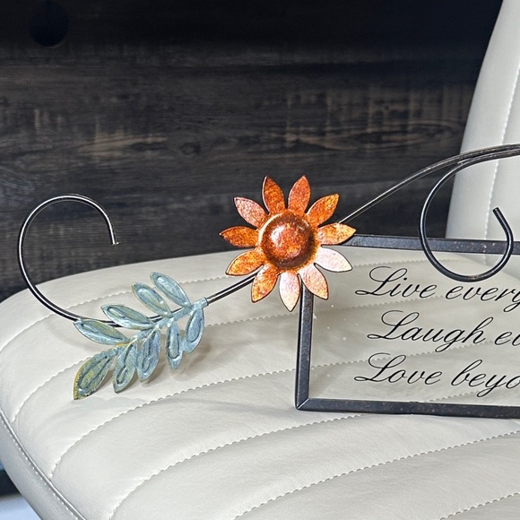 Sunflower Metal Art with Inspirational Quote Live Laugh Love 24" x 7" NWOT Glass - Picture 5 of 9